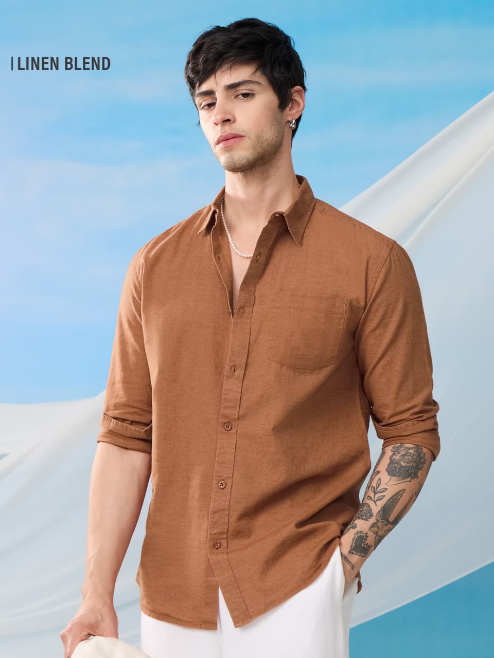 Cotton Linen Russet Brown Shirt