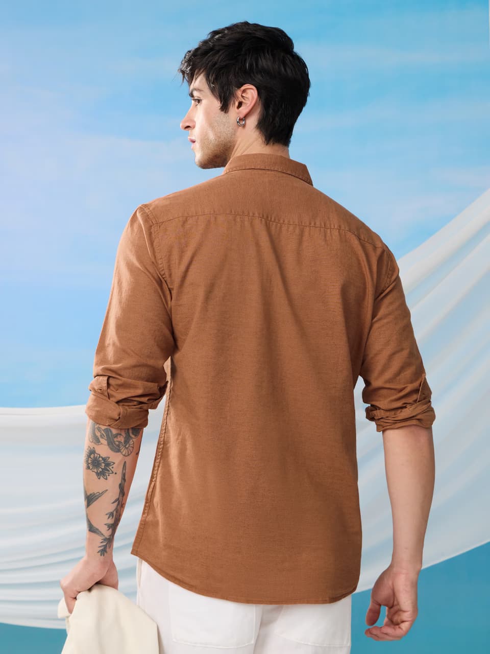 Cotton Linen Russet Brown Shirt – alternate view