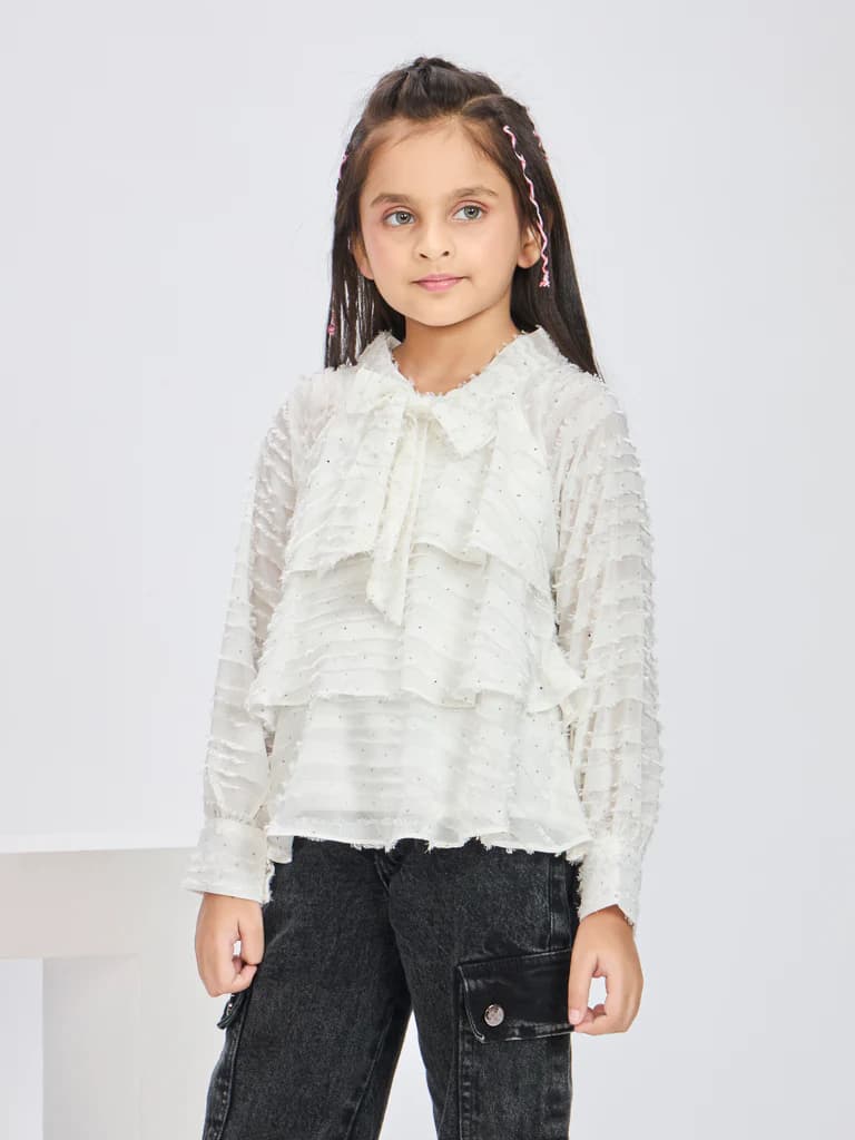 Girls Textured Chiffon Top