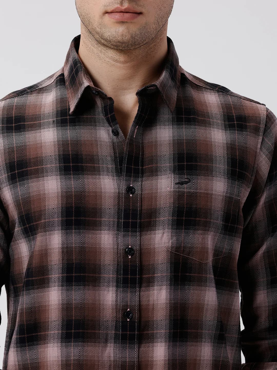 Diamond Dobby Casual Checks Shirt Pink