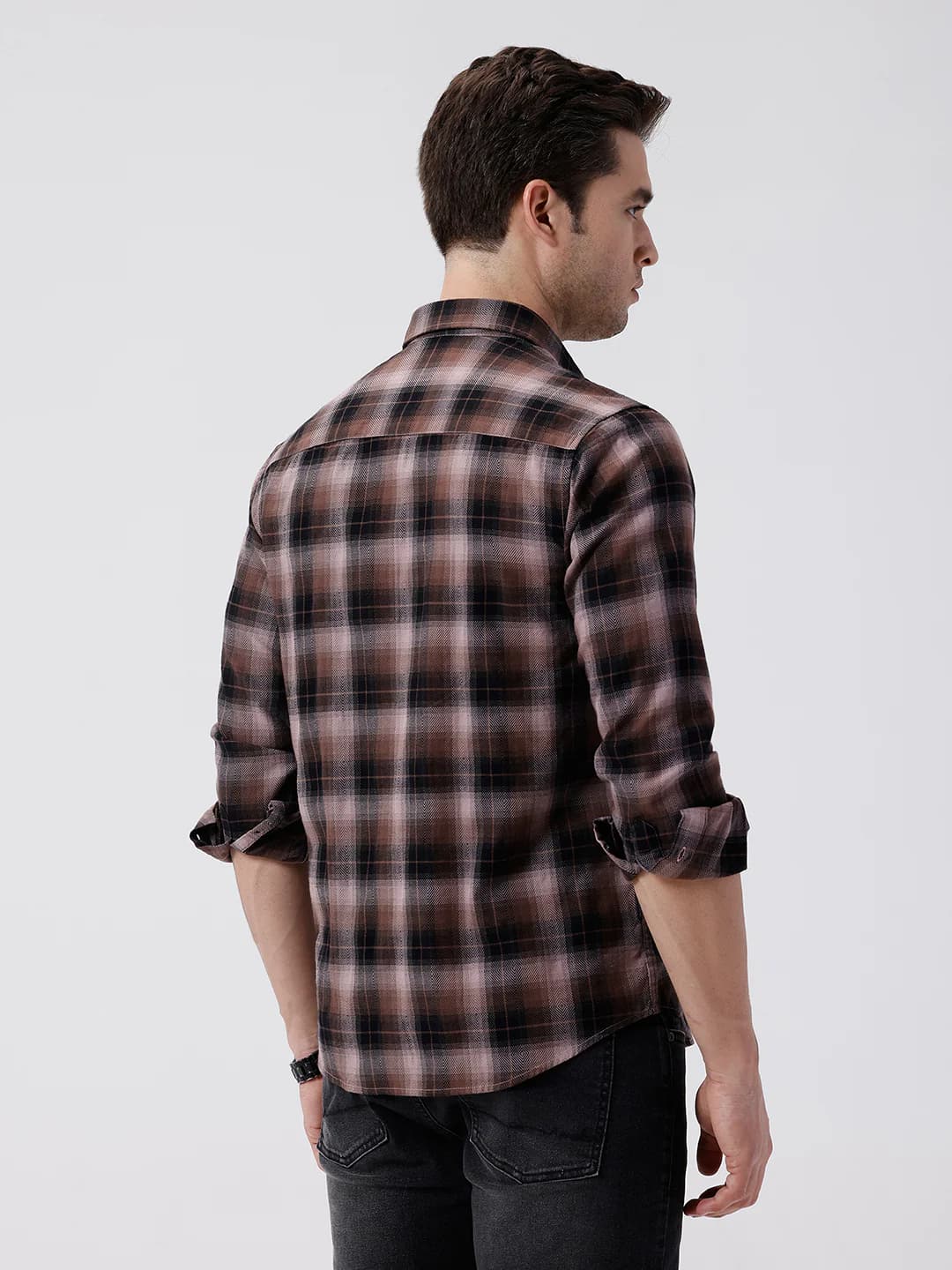 Diamond Dobby Casual Checks Shirt Pink – alternate view