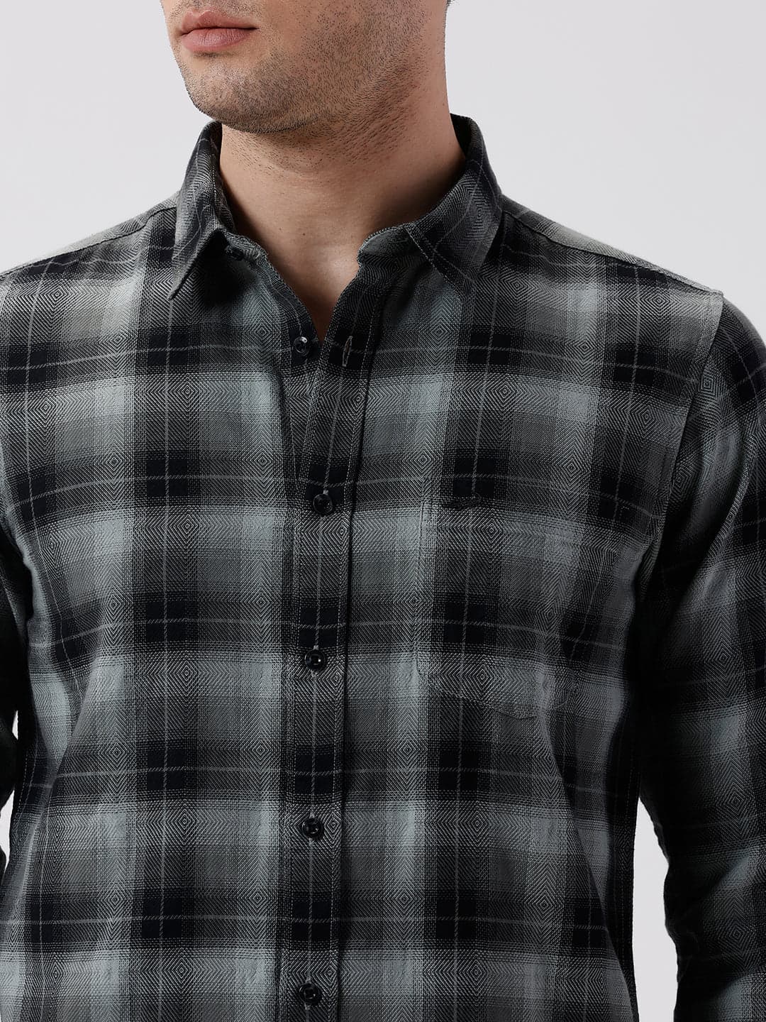 Diamond Dobby Casual Checks Shirt Pink