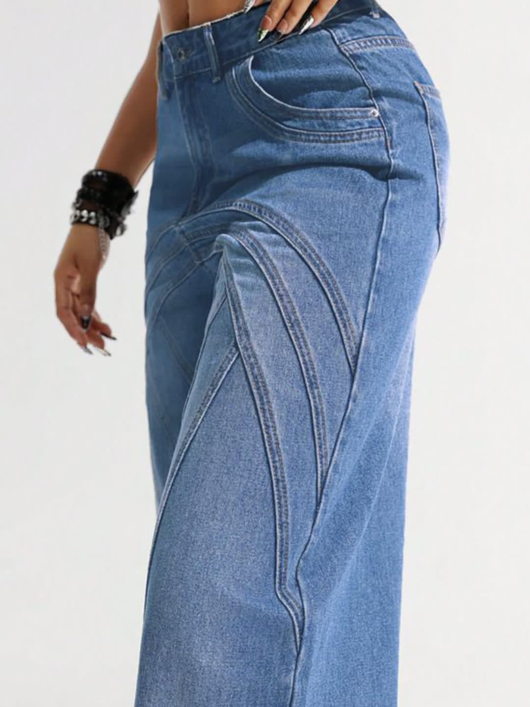 Wide Leg Mid-Rise Low Distress Light Jeans