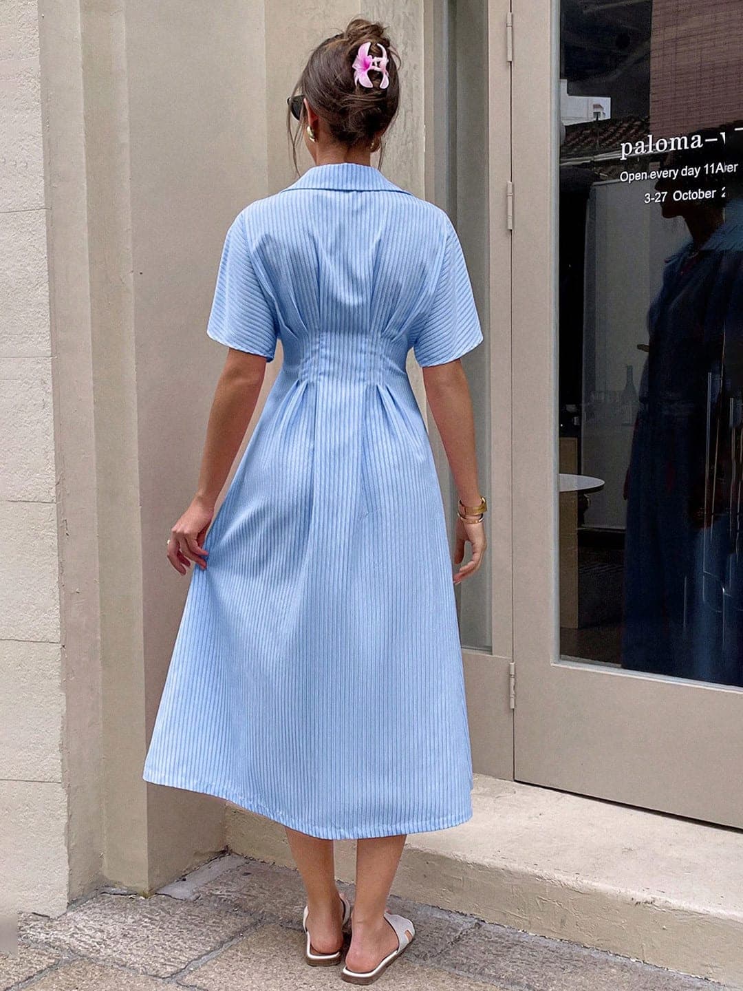 Striped A-Line Midi Dress – alternate view