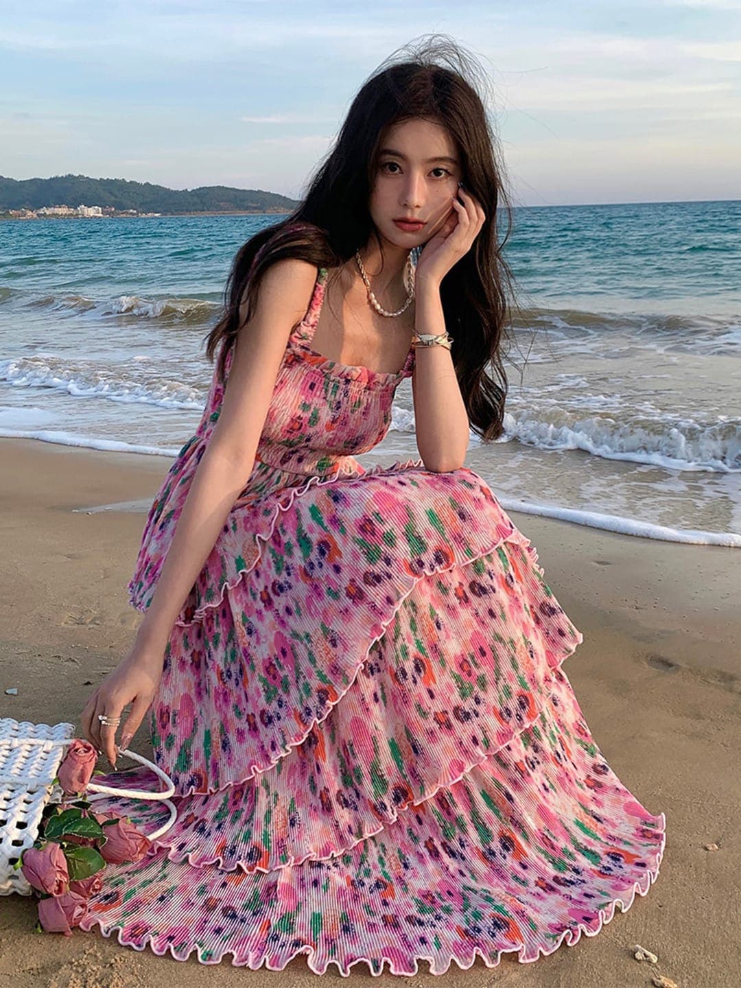 Floral Print Halter Neck Maxi Dress